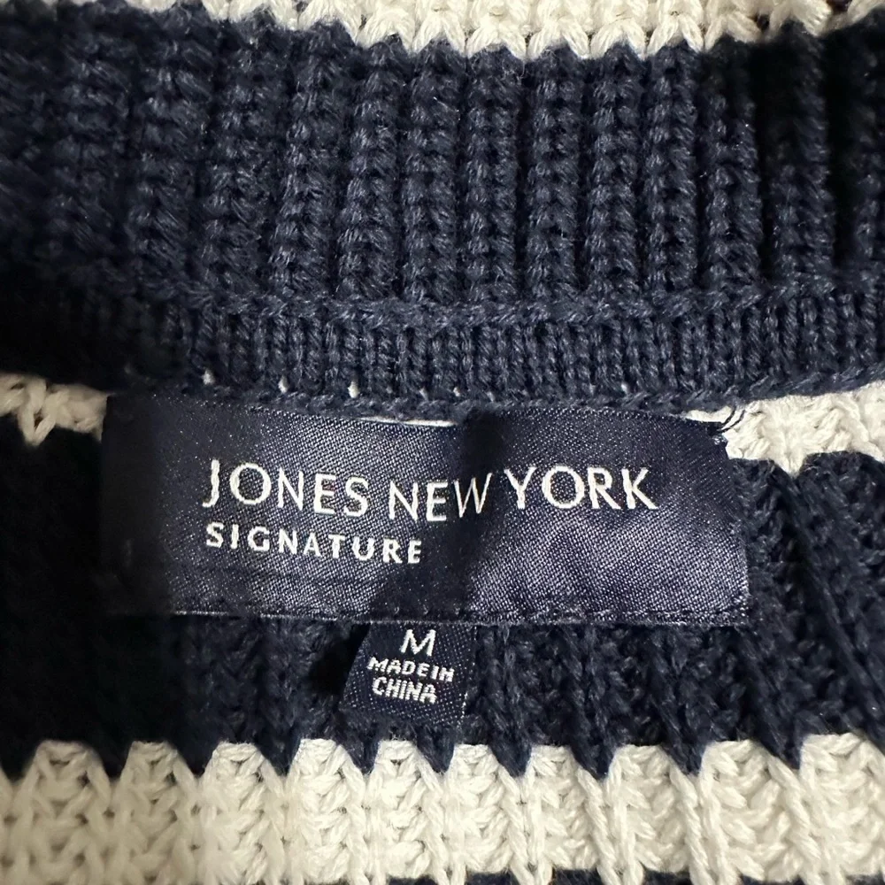 Jones New York Women's Striped Double Breasted Button Sweater Coat Jacket Size M